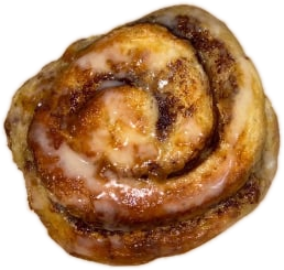 Regular cinnamon roll with vanilla glaze